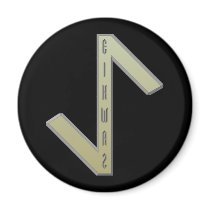 Eihwaz Rune gold Fridge Magnet