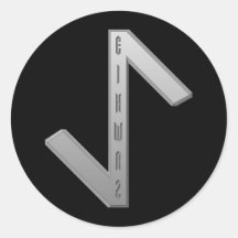 Eihwaz Rune grey Round Stickers