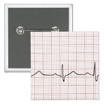 EKG heartbeat on graph paper, pulse beating Pinback Button