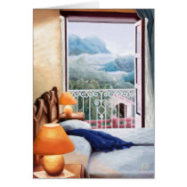 El cojín azul / The blue pillow. Card