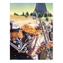 "El Diablo" Motorcycle in the Desert Watercolor Post Cards