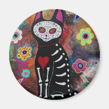 El Gato Day of the Dead Painting by Prisarts Magnet