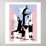 El Morro, Puerto Rico w Flag Poster