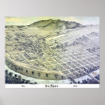 El Paso TX Panoramic Map DIGITALLY REMASTERED Poster