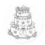 Elaborate Wedding Cake with Flowers and Bow Sticker
