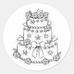 Elaborate Wedding Cake with Flowers and Bow Sticker