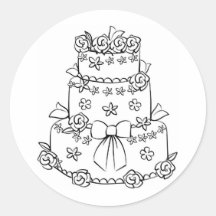 Elaborate Wedding Cake with Flowers and Bow Sticker