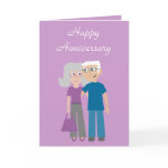 Elderly cartoon couple Anniversary card