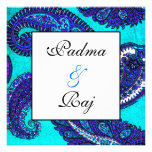 Electric Aqua Paisley Wedding Invitation