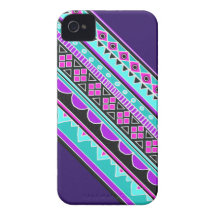 Electric Blue and purple geometric pattern iPhone 4 Case-Mate Case