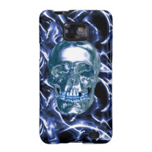 Electric Blue Chrome Skull Samsung Galaxy Case Samsung Galaxy SII Cases