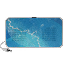 Electric blue hexagons background speaker system