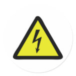 electric flash warning sign round stickers