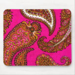 Electric Fuscia Indian Paisley Pink Mouse Pads