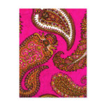 Electric Fuscia Indian Paisley Pink postcards