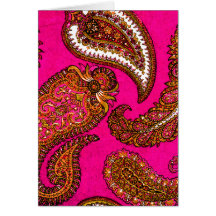 Electric Fuscia Paisley Note Cards