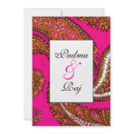 Electric Fuscia Paisley Wedding Invitation