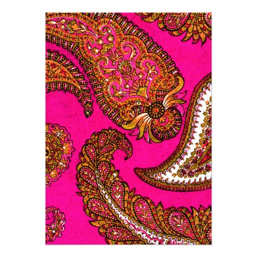 Electric Fuscia Paisley Wedding Invitation