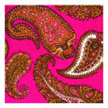 Electric Fuscia Paisley Wedding Invitation
