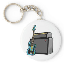 electric guitar bass and amp key chain