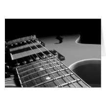 Electric Guitar Close Up - Grey B&W Greeting Cards