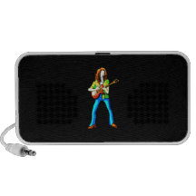 Electric Guitar Player Graphic Image Blue Pants Portable Speakers