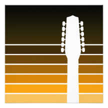 electric guitar silhouette : amber fade personalized invites