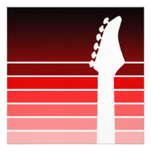 electric guitar silhouette : red fade personalized announcement
