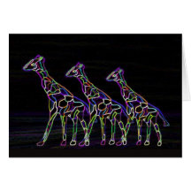 Electric Neon Giraffes Greeting Card
