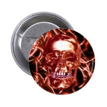 Electric Red Chrome Skull Button