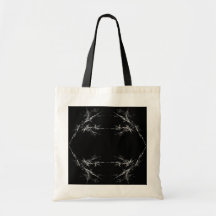 Electric Scratch. Black, White Fractal Art. Tote Bag