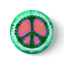 Electric Tie-Dye Peace Sign Pinback Buttons