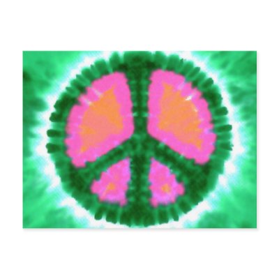 Electric Tie-Dye Peace Sign Postcard by makelovenotwar