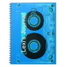 Electric Turquoise Retro Mixtape Journal Spiral Note Books