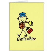 Electrician Stick Figure Greeting Cards