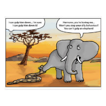 Elefant and snake.png postkarte