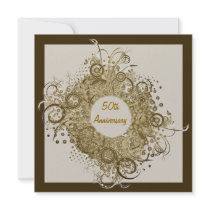 Elegance Wreath Golden Anniversary Party Invitatio