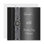 Elegant 40th Birthday Party Black Diamond invitations