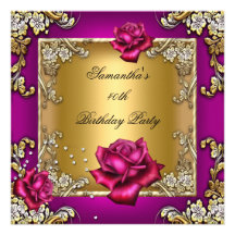 Elegant 40th Birthday Party Pink Rose Gold Custom Announcements