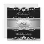 Elegant 50th Birthday Party Black Silver 50 Personalized Invitations
