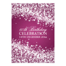 Elegant 60th Birthday Party Sparkling Wave Berry Personalised Invitation