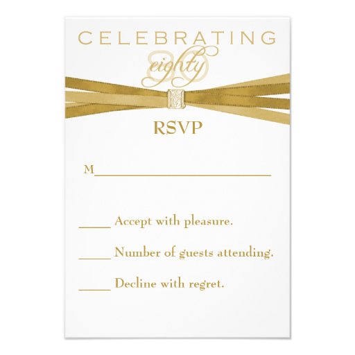 Elegant 80th Birthday Party Invitations RSVP Card