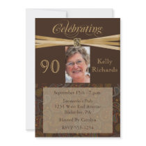Elegant 90th Birthday Party  Photo Invitations