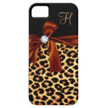 Elegant Animal Print Faux Diamond Monogrammed iPhone 5 Covers