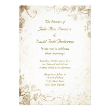 Elegant Antique Gold Vintage Wedding Invitation