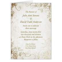 Elegant Antique Gold Vintage Wedding Invitation Cards