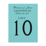 Elegant Aqua Blue Wedding Table Number Card