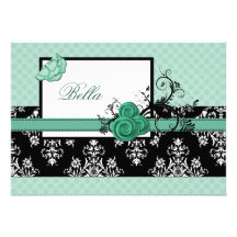 elegant aqua floral  Business Thank You Cards