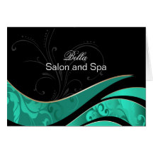 elegant aqua flourish Business Thank You Cards