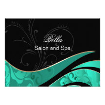 elegant aqua flourish Business Thank You Cards
